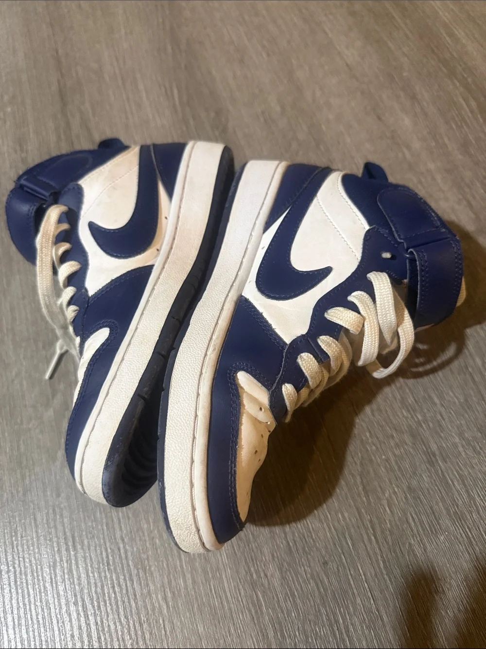 Nike Kids Mid-Top Sneakers - White and Navy Blue